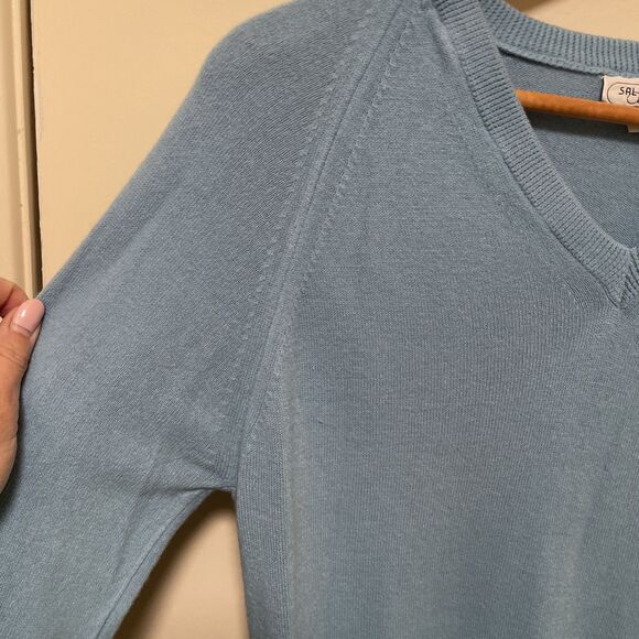 Vintage Santa Barbara Blue V-Neck Sweater Embroidered Sal Moreno Orlon Medium - Picture 3 of 7